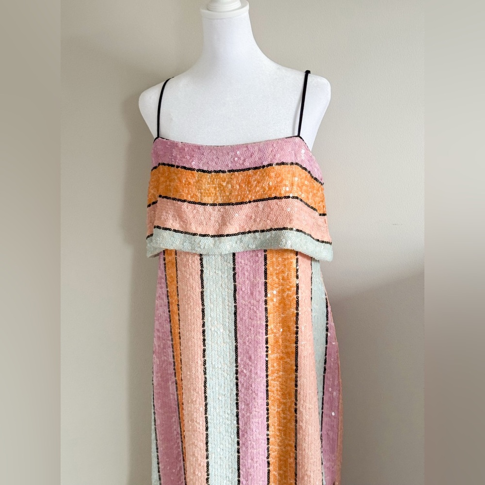 Gianni Bini Pastel Stripe Midi Dress in Pink, Yellow, White - Picture 6 of 13